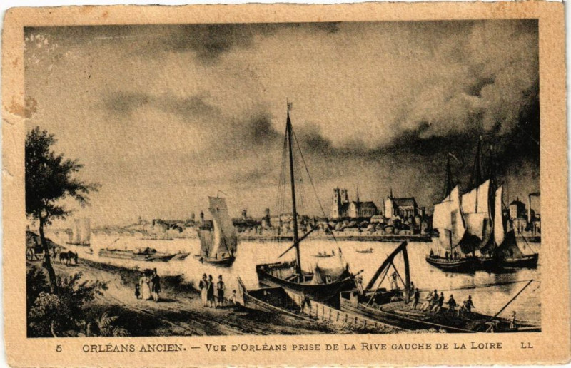 Carte postale ancienne Orleans Ancien - Vue d'Orleans prise de la Rive Gauche de la Loire à Orléans