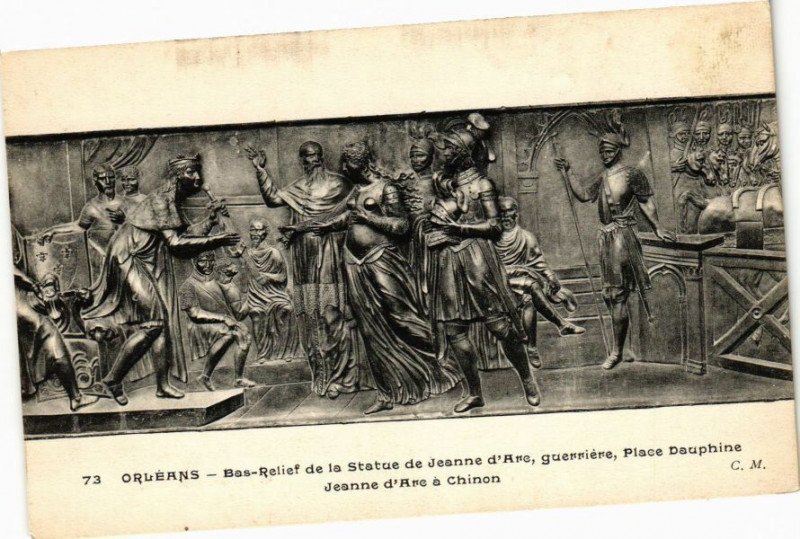 Carte postale ancienne Orleans - Bas-Relief de la Statue de Jeanne d'Arc à Orléans