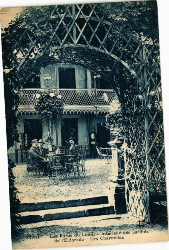 Carte postale ancienne Olivet-Les Bords du Loiret-Interieur des Jardins de l'Eldorado à Olivet