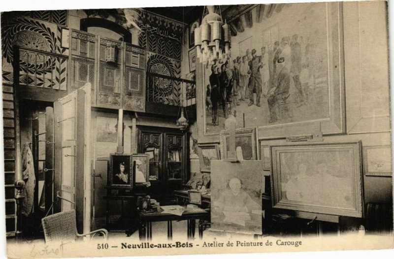 Carte postale ancienne Neuville-aux-Bois-Atelier de Peinture de Carouge à Neuville-aux-Bois