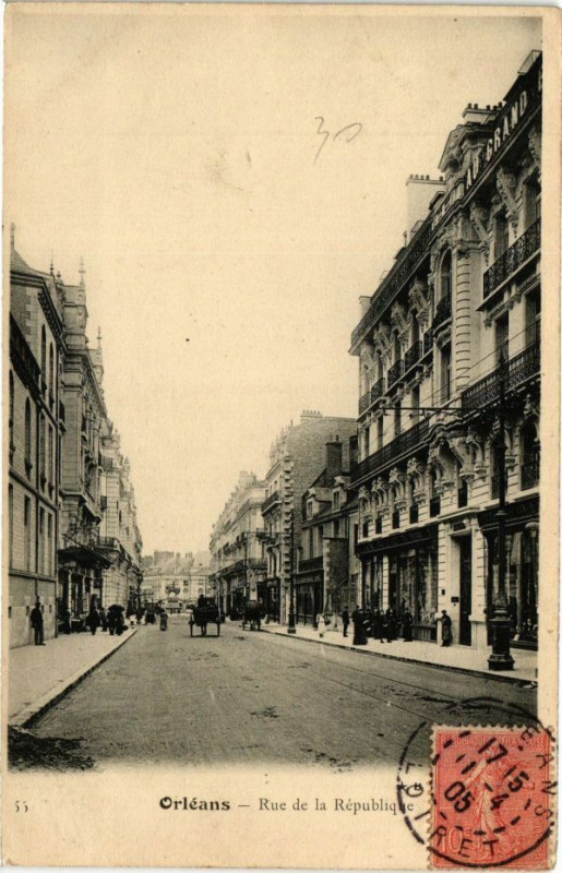 Carte postale ancienne Orleans - Rue de la Republique à Orléans