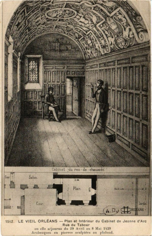 Carte postale ancienne Le Vieil Orleans - Plan et Interieur du Cabinet de Jeanne d'Arc à Orléans
