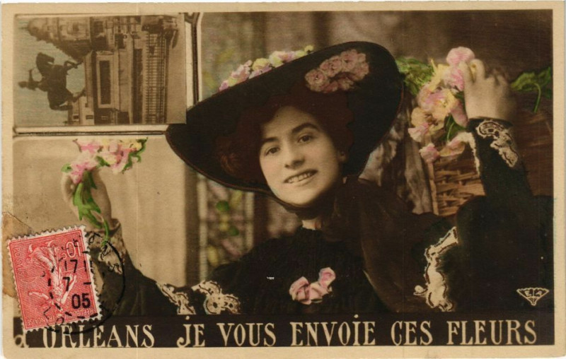 Carte postale ancienne D'Orleans Je vous envoie ces Fleurs