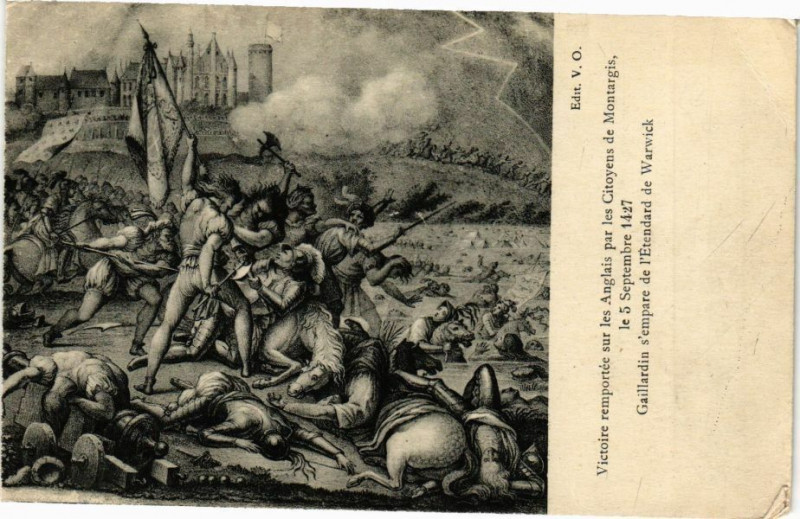 Carte postale ancienne Victoire remportée sur lse Anglais par les Citoyens de Montargis à Montargis