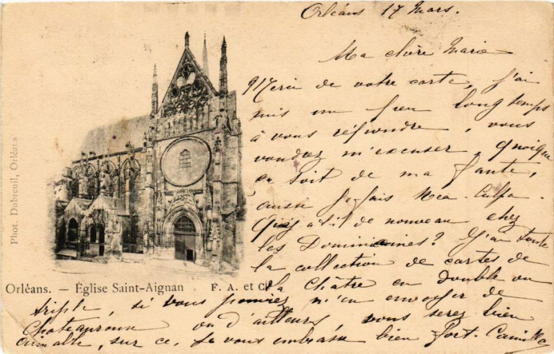Carte postale ancienne Orleans - Eglise St-Aignan à Orléans