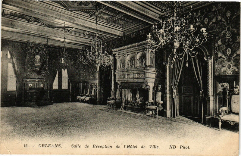 Carte postale ancienne Orleans - Salle de Reception de l'Hotel de Ville à Orléans