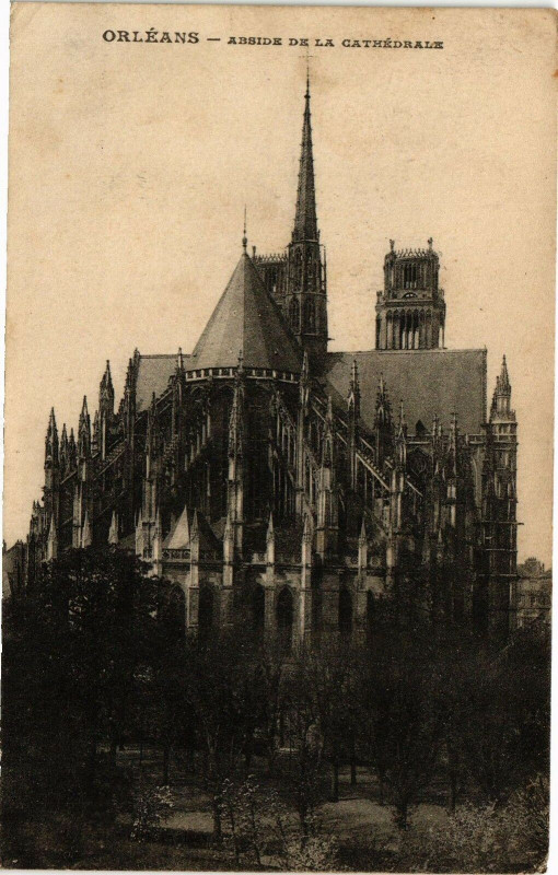 Carte postale ancienne Orleans - Abside de la Cathédrale à Orléans