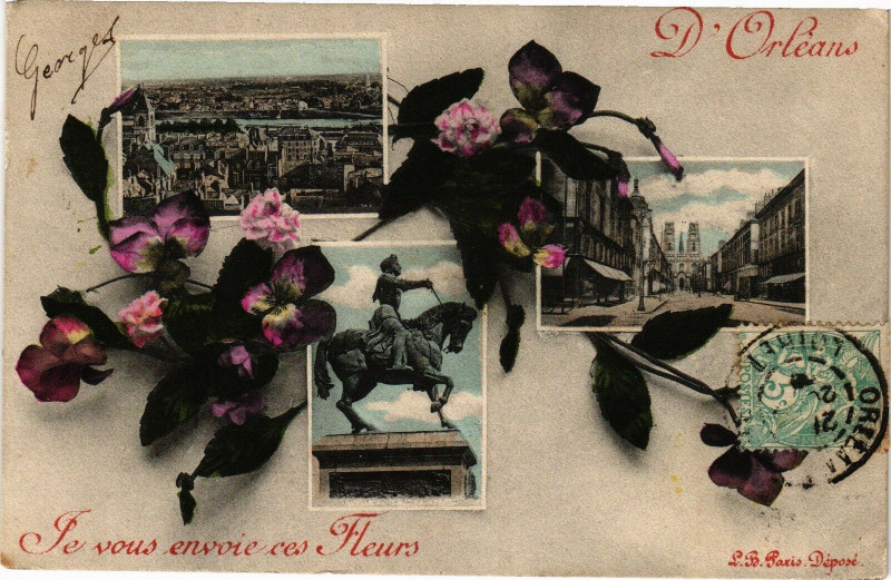 Carte postale ancienne Je vous envioe ces Fleurs - D'Orleans