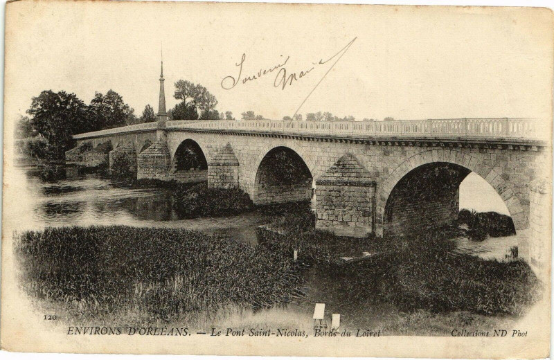Carte postale ancienne Env. d'Orleans - Pont Saint-Nicolas