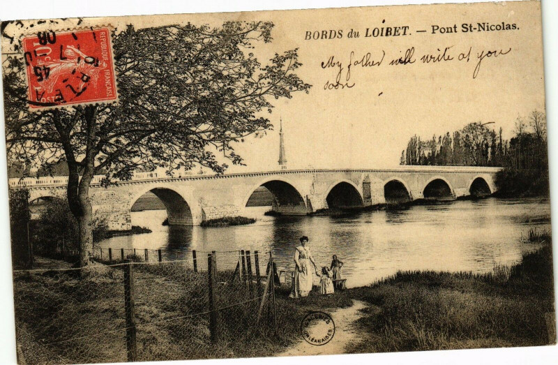 Carte postale ancienne Bords du Loiret - Pont Saint-Nicolas
