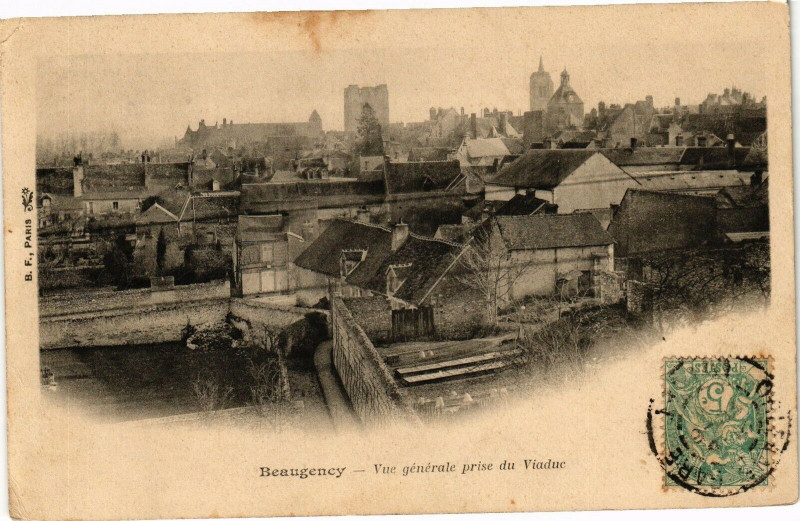 Carte postale ancienne Beaugency-Vue générale prise du Viaduc à Beaugency