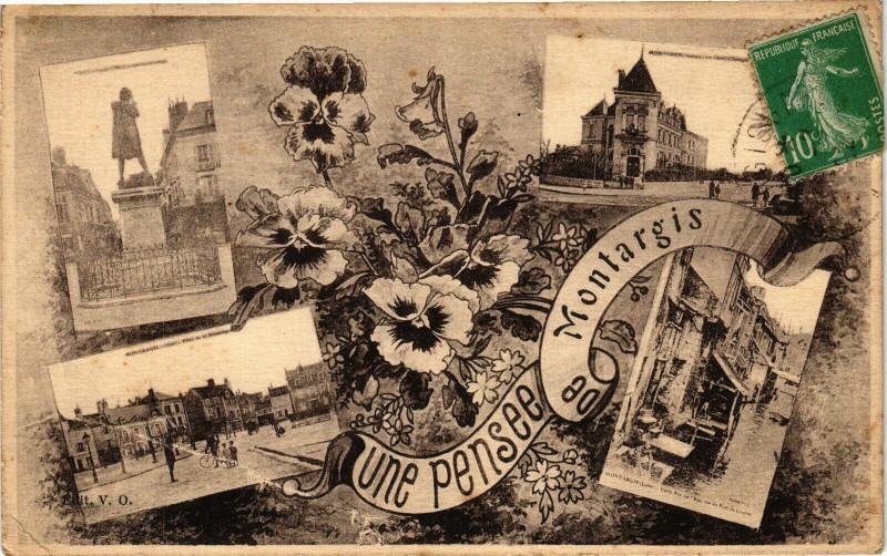 Carte postale ancienne Une pensée de Montargis à Montargis