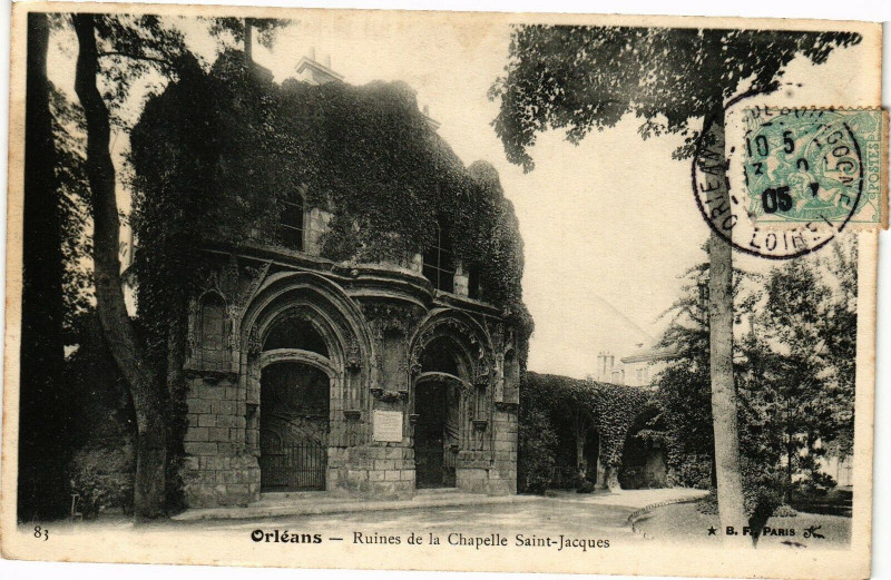 Carte postale ancienne Orleans-Ruines de la Chapelle St-Jacques à Orléans