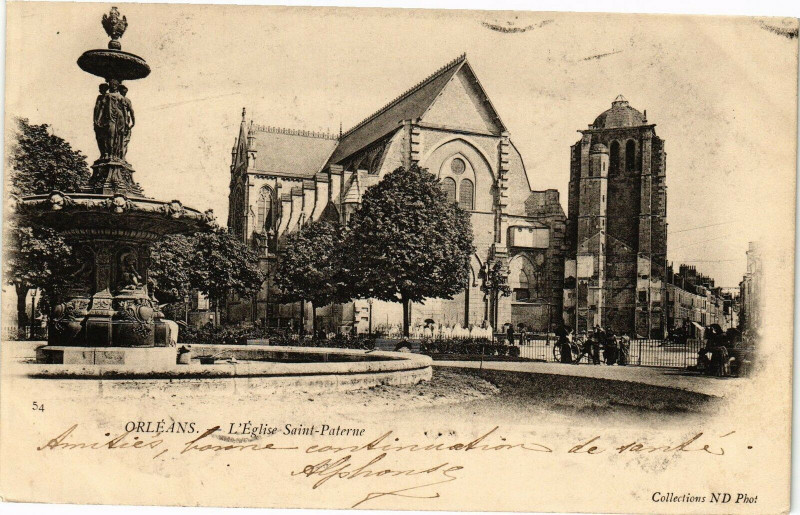 Carte postale ancienne Orleans-L'Eglise St-Paterne à Orléans