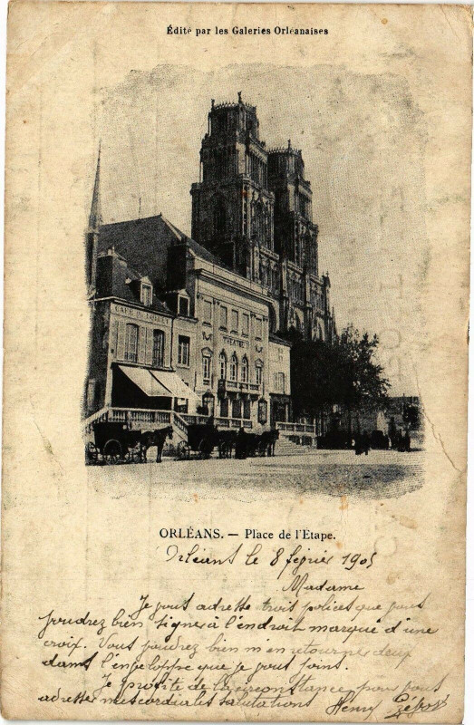 Carte postale ancienne Orleans-Place de l'Etape à Orléans