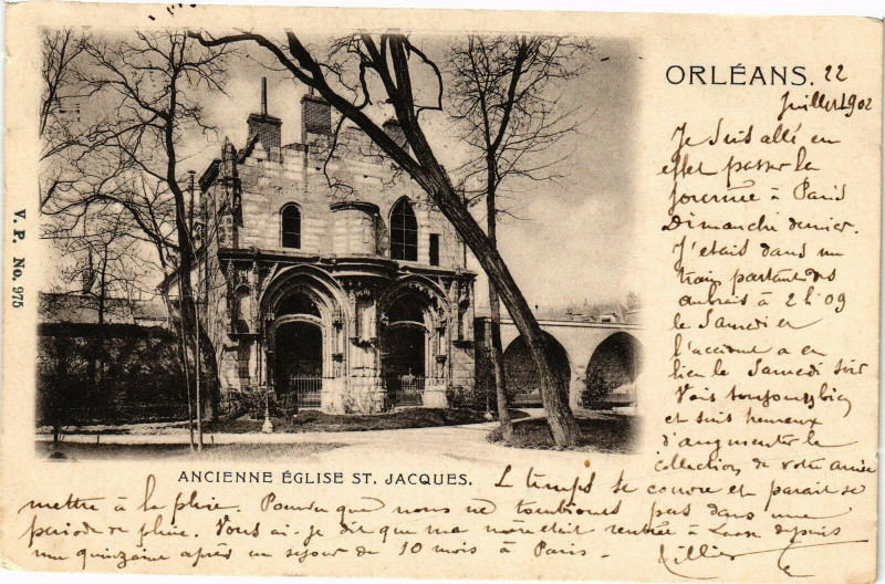 Carte postale ancienne Orleans-Ancienne Eglise St-Jacques à Orléans