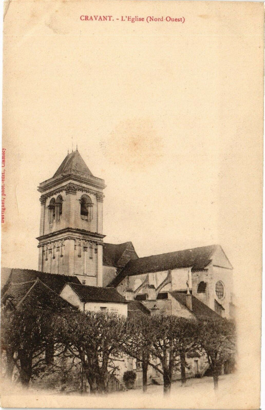 Carte postale ancienne Cravant - L'Eglise à Deux Rivières