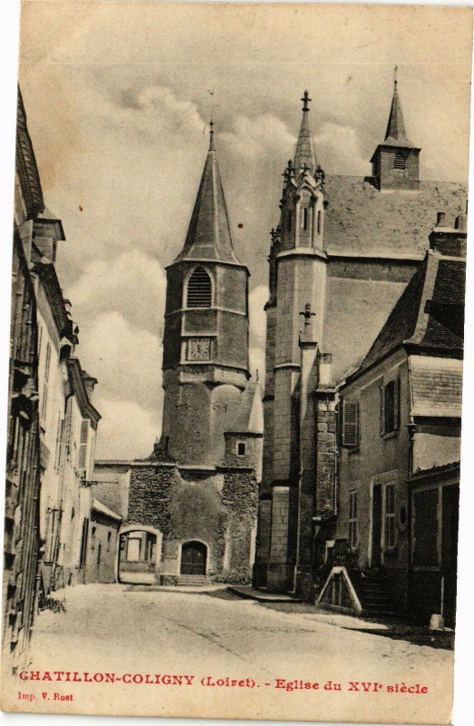 Carte postale ancienne Chatillon Coligny-Eglise du XVIe siecle à Châtillon-Coligny