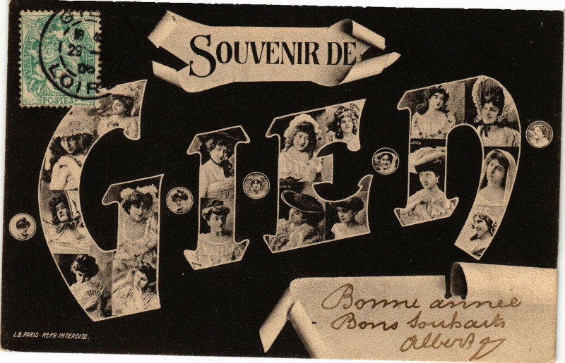 Carte postale ancienne Souvenir de Gien à Gien