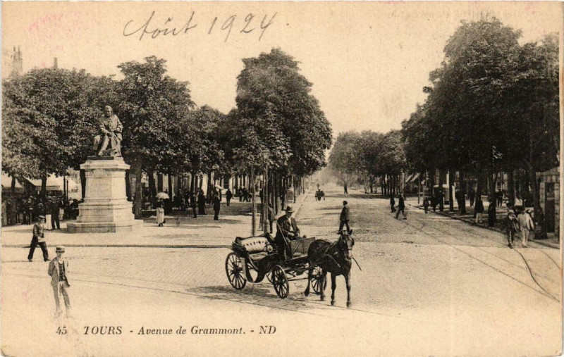 Carte postale ancienne Tours Avenue de Grammont à Tours