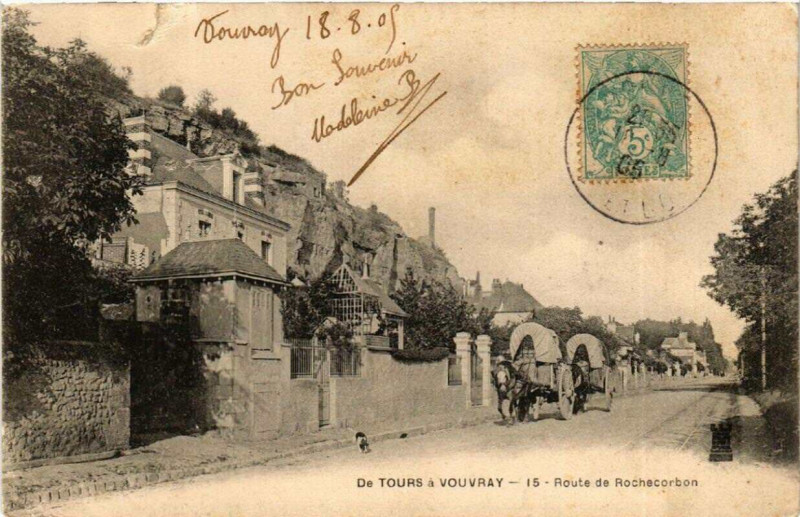 Carte postale ancienne De Tours a Vouvray Route de Rochecorbon à Tours