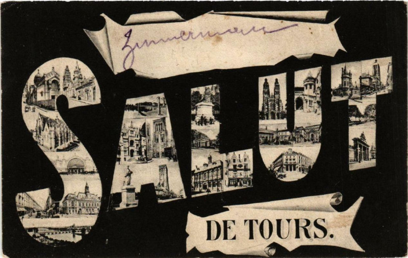 Carte postale ancienne Salut de Tours à Tours