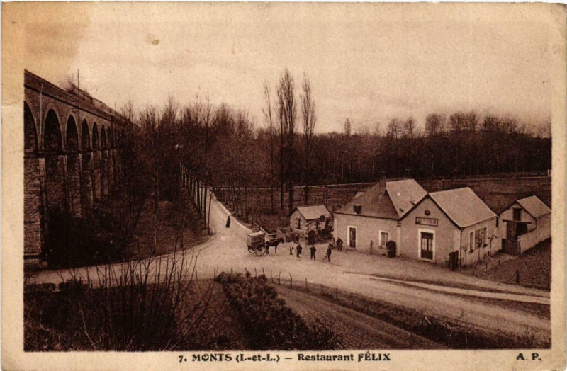 Carte postale ancienne Monts Restaurant Felix à Monts