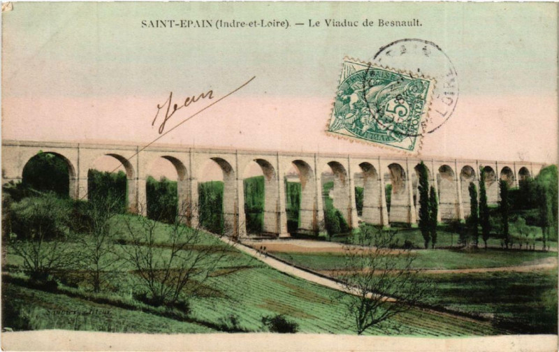 Carte postale ancienne Saint-Epain Le Viaduc de Besnault