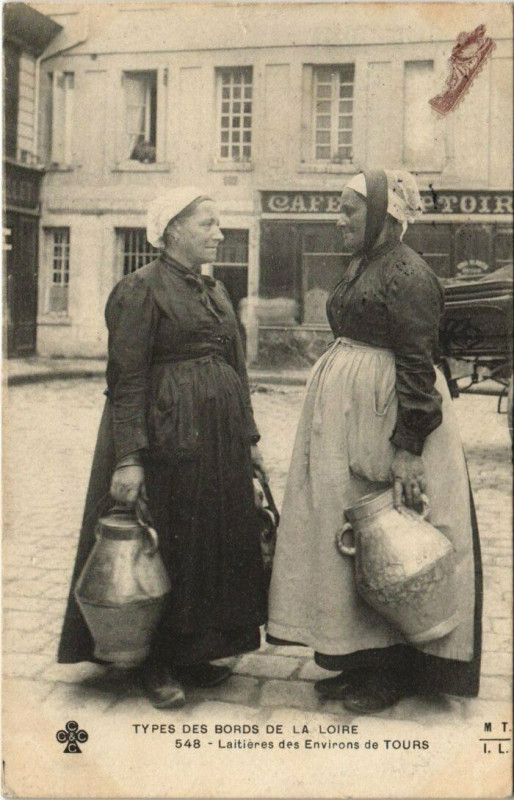 Carte postale ancienne Laitieres des Env. de Tours à Tours