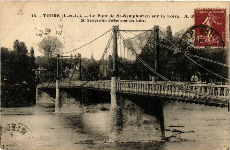 Carte postale ancienne Tours (L.-et-I.) - Le Pont de St-Symphorien sur la Loire à Tours