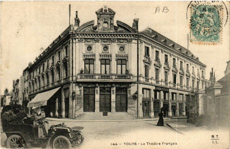Carte postale ancienne Tours - Le Theatre Francais à Tours