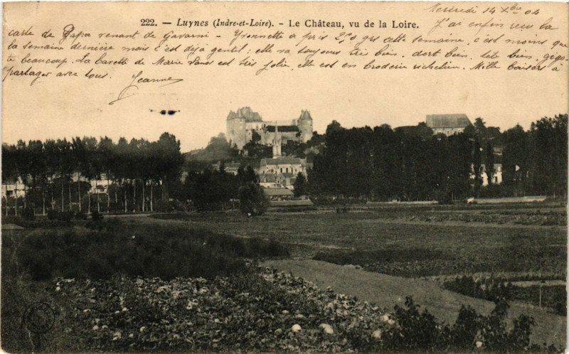 Carte postale ancienne Luynes - Le Chateau vu de la Loire à Luynes