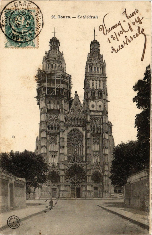 Carte postale ancienne Tours - Cahédrale à Tours