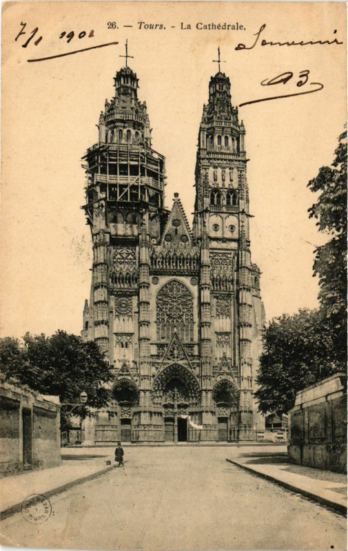 Carte postale ancienne Tours - La Cathédrale à Tours