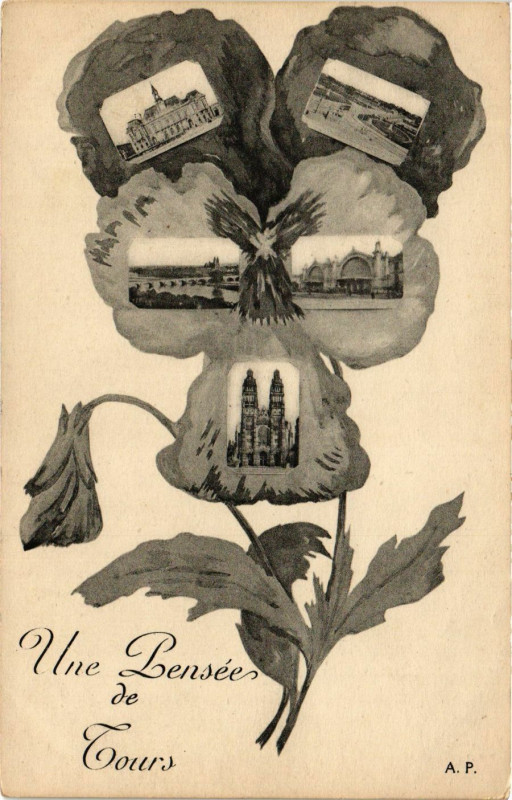 Carte postale ancienne Une Pensée de Tours à Tours