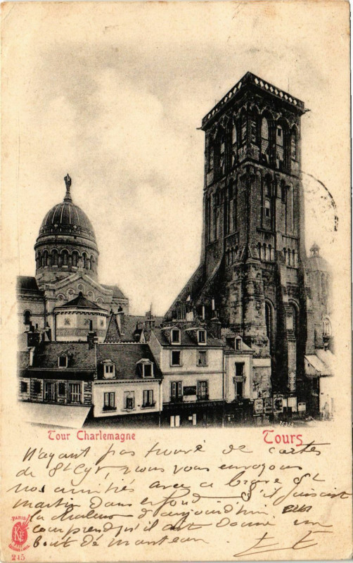 Carte postale ancienne Tours - Tour Charlemange à Tours