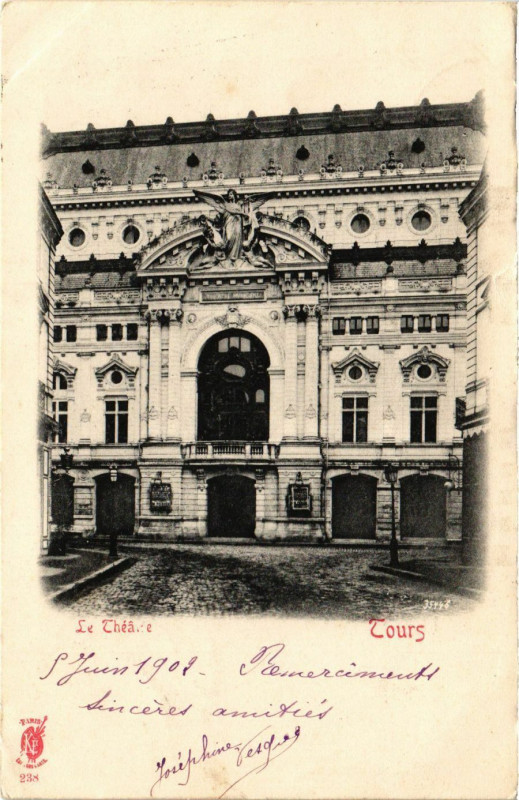 Carte postale ancienne Tours - Le Theatre à Tours