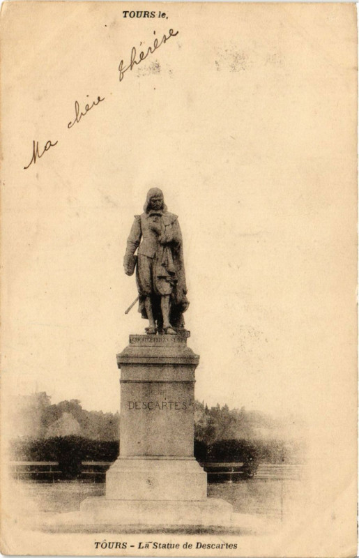 Carte postale ancienne Tours - La Statue de Descartes à Tours