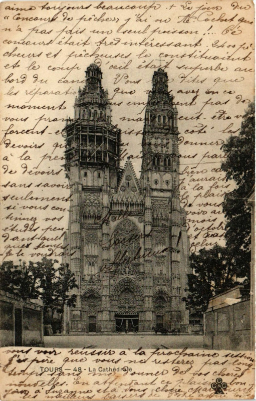 Carte postale ancienne Tours - La Cathedrale à Tours