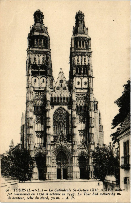 Carte postale ancienne Tours - La Cathedrale à Tours