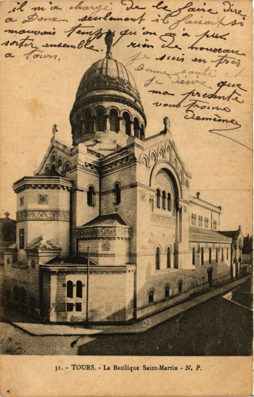Carte postale ancienne Tours - La Basilique St-Martin à Tours