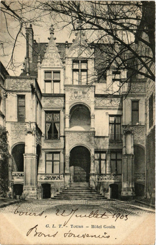Carte postale ancienne Tours - Hotel Gouin à Tours