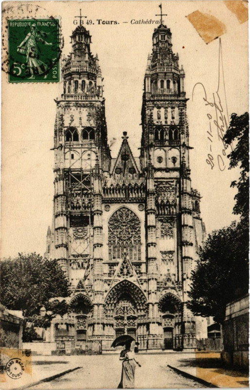 Carte postale ancienne Tours - Cathedrale à Tours