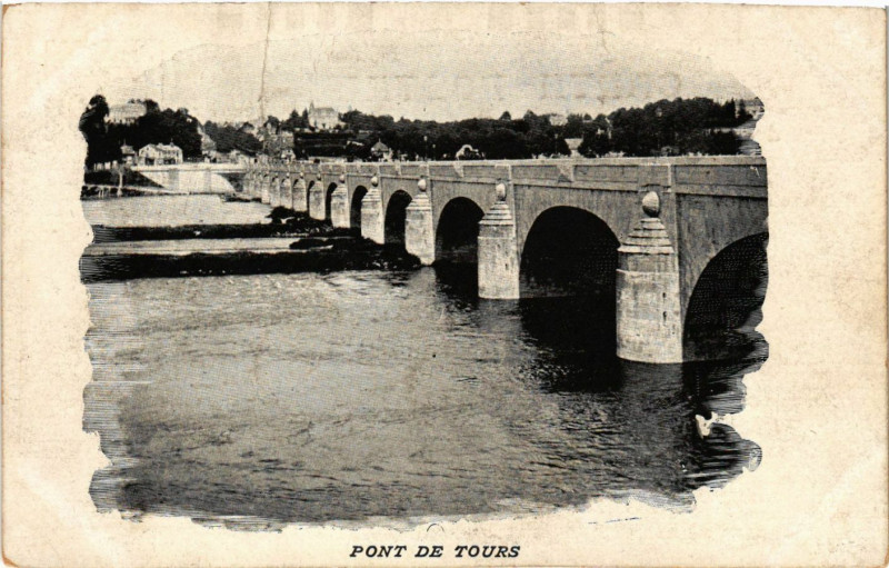 Carte postale ancienne Pont de Tours à Tours