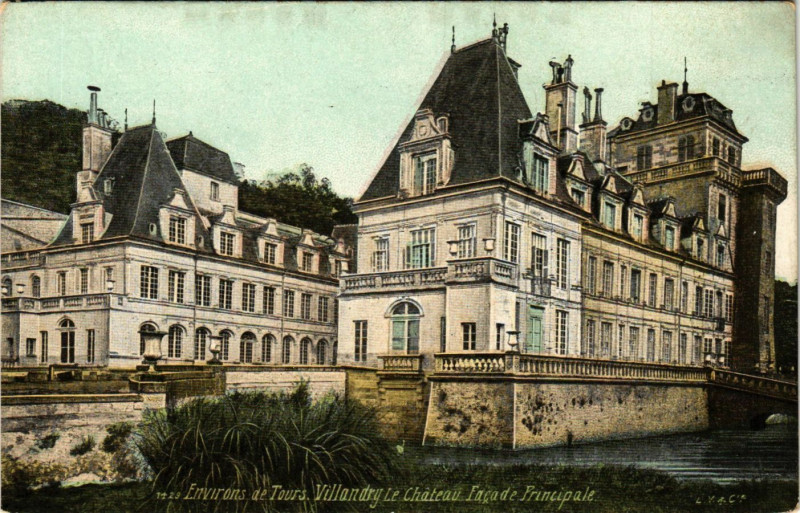 Carte postale ancienne Env. de Tours.villandry Le Chateau Facade Principale à Tours
