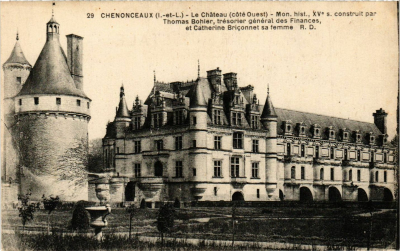 Carte postale ancienne Chenonceaux - Le Chateau (coté Ouest) - Mon.hist Xv s... à Chenonceaux
