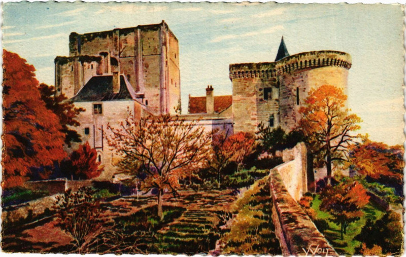 Carte postale ancienne Chateaux de la Loire - Chateau de Loches - Le Donjon et la Tour à Loches