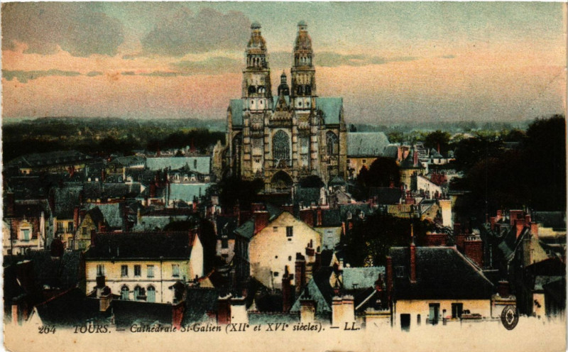 Carte postale ancienne Tours - Cathédrale St-Gatien (Xii et Xvi siécles) à Tours
