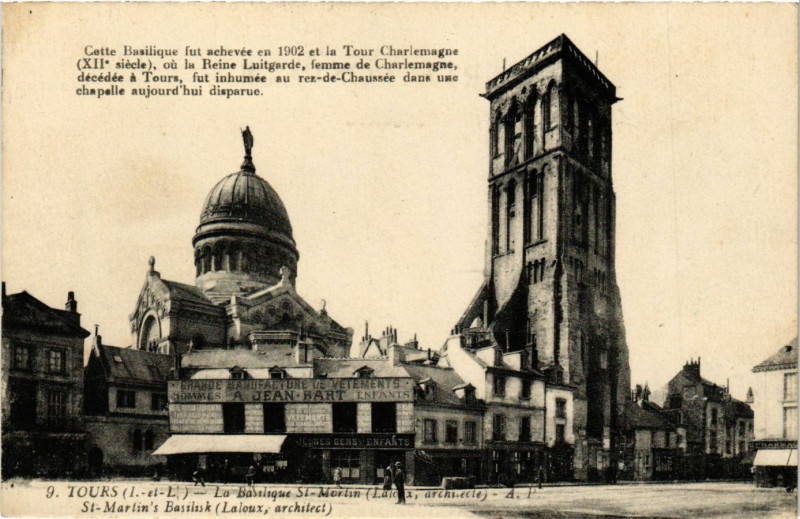 Carte postale ancienne Tours - La Basilique St-Martin (Laloux architecte) à Tours