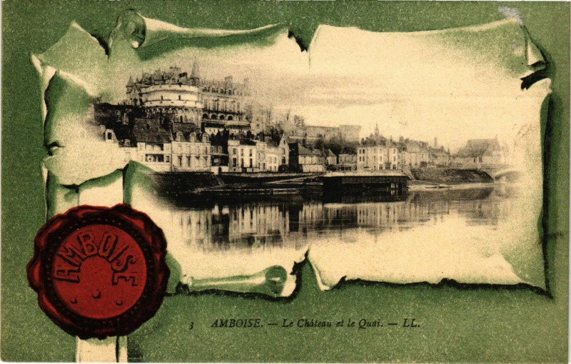 Carte postale ancienne Amboise - Le Chateau et le Quai à Amboise